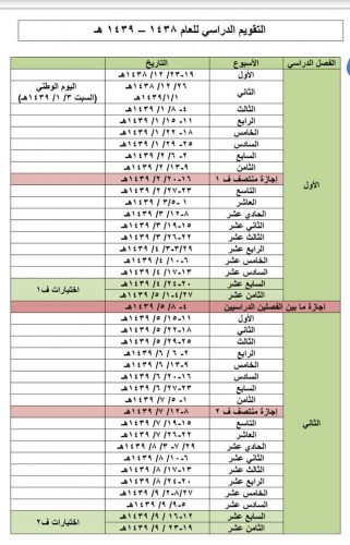 جدول اجازات المدارس 1438 في السعودية مجلة رجيم