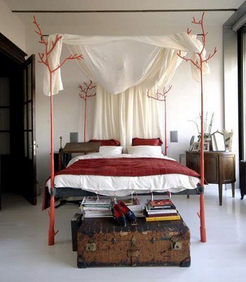 لطيفة-سرير-مظلة-تصميم-فكرة-شاطئ-غرفة نوم-كوخ-صيفي-مظهر-كاجوال-أنيق-مثير للاهتمام